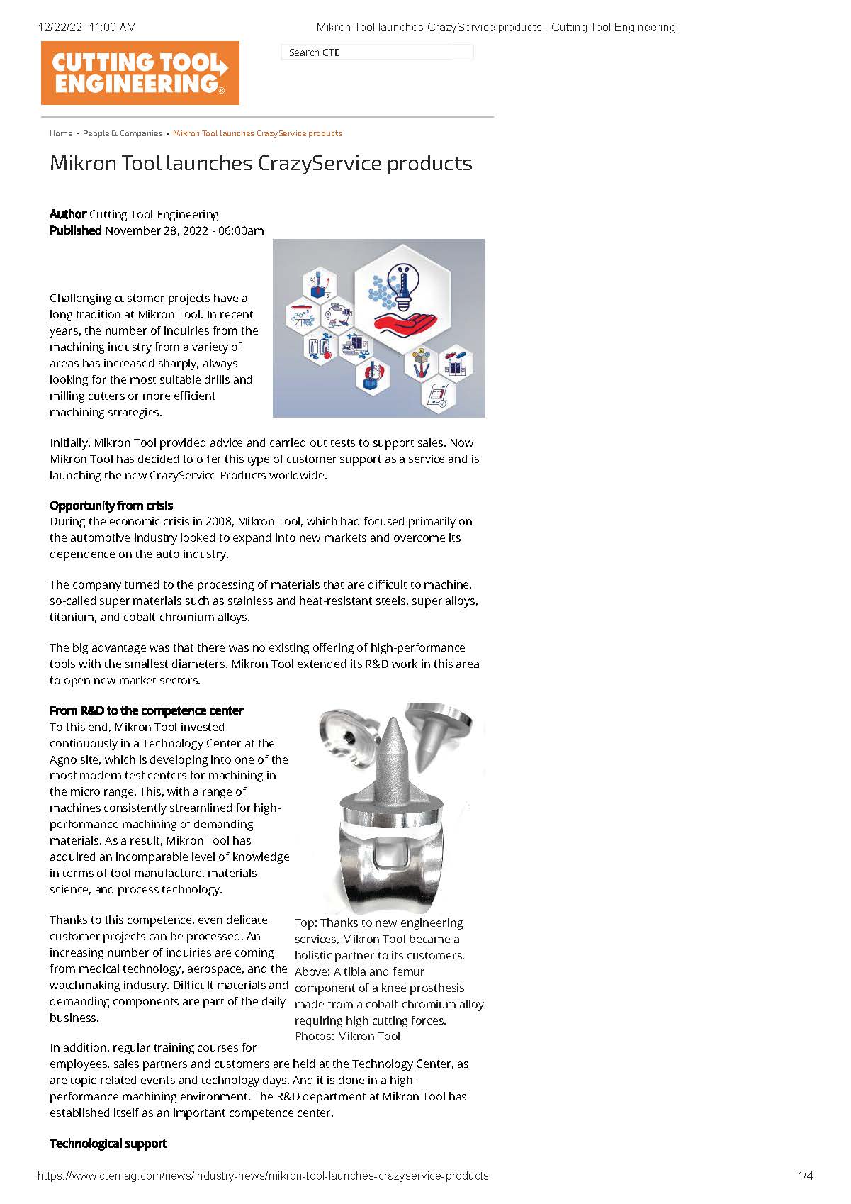 Mikron Tool launches the engineering services, the CrazyService